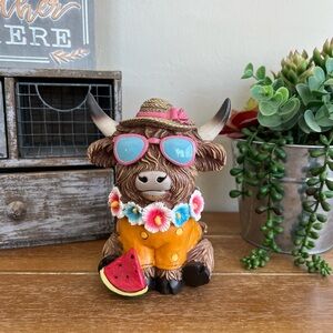 New Decorative Highland Cow With Watermelon